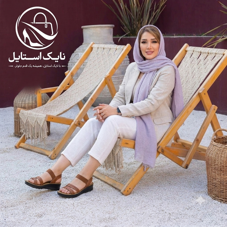 صندل زنانه نایک استایل مدل بندی قهوهای، راحت و سبک