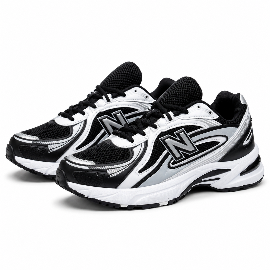 کفش کتانی مردانه نیوبالانس 530 مستر کوالیتی طرح سپهر New Balance سفید مشکی نقره ای